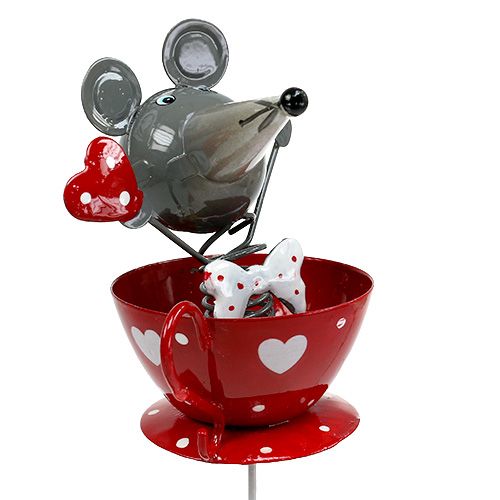 Floristik24 Blumenstecker Maus Metall 10cm L33cm 2St