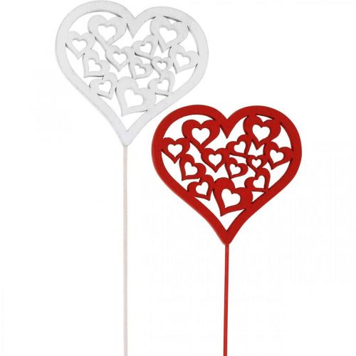 Artikel Blumenstecker Herz Rot, Weiß Dekostecker Valentinstag 7cm 12St