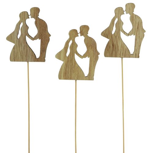 Floristik24 Blumenstecker Hochzeit Deko Kuchentopper Hochzeitspaar Natur 28,5cm 14St