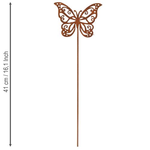 Blumenstecker Schmetterling Metall Rostpatina 10×7cm 3er Set | Floristik24.ch