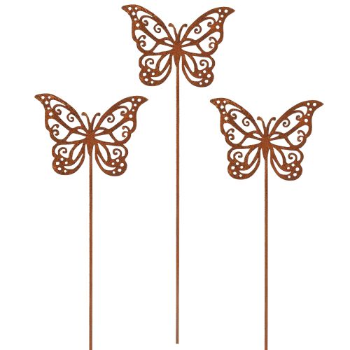 Blumenstecker Schmetterling Metall Rostpatina 10×7cm 3er Set | Floristik24.ch