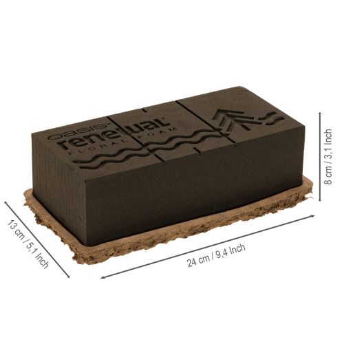 Artikel OASIS® Renewal® Floral Foam Biolit® Steckschaumziegel 1/1, braun, 24 × 13 × 8 cm, 2 Stück