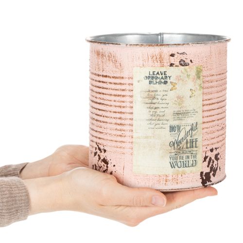 Blumentopf Metall Lachs Ø15,5cm H15cm mit Vintage-Dekor für Innen- und Aussenbereich | Floristik24.ch