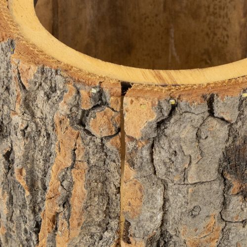 Artikel Blumentopf Holz Rinde Übertopf Wichtel Edelrost H24cm