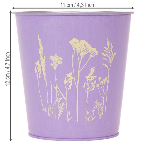 Blumentopf-Set rund aus Metall 12cm in Pastellfarben mit filigranem Blütenmotiv | Floristik24.ch