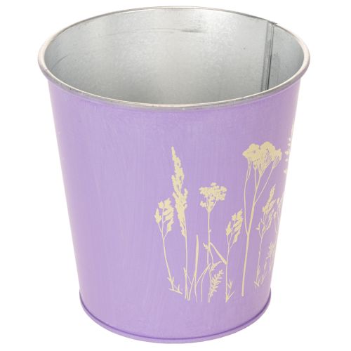 Blumentopf-Set rund aus Metall 12cm in Pastellfarben mit filigranem Blütenmotiv | Floristik24.ch