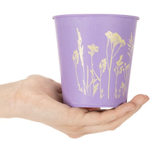 Metall-Übertopf 3er-Set Blumenmotiv in Pastellfarben 10 cm für Innenbereich | Floristik24.ch