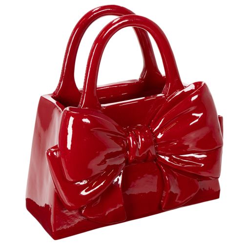 Deko Vase Handtasche aus Polyresin Rot glänzend 22 cm online kaufen | Floristik24.ch