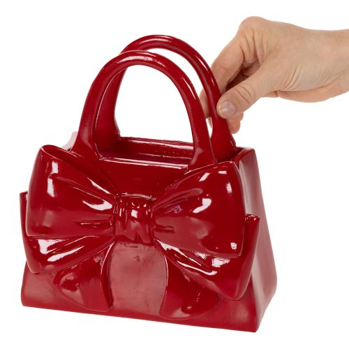 Deko Vase Handtasche aus Polyresin Rot glänzend 22 cm | Floristik24.ch