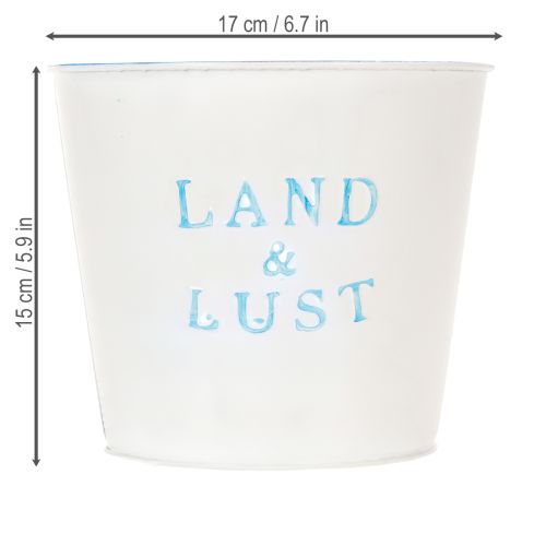 Artikel Blumentopf Weiß, Blau Übertopf Metall Frühling Ø17cm H15,5cm