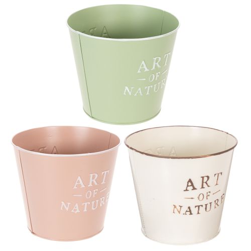 Runder Blumentopf Art of Nature aus Metall 17 cm im 3er-Set in Pastellfarben | Floristik24.ch