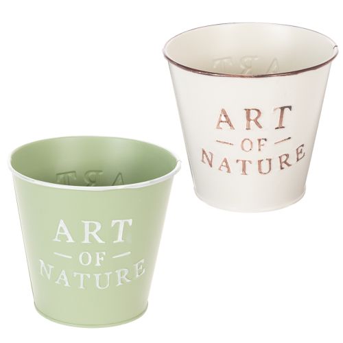 Übertopf-Set Art of Nature aus Metall, 15 cm, 2 Stück, creme und grün