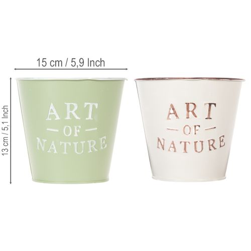 Übertopf-Set Art of Nature aus Metall, 15 cm, 2 Stück, creme und grün | Floristik24.ch
