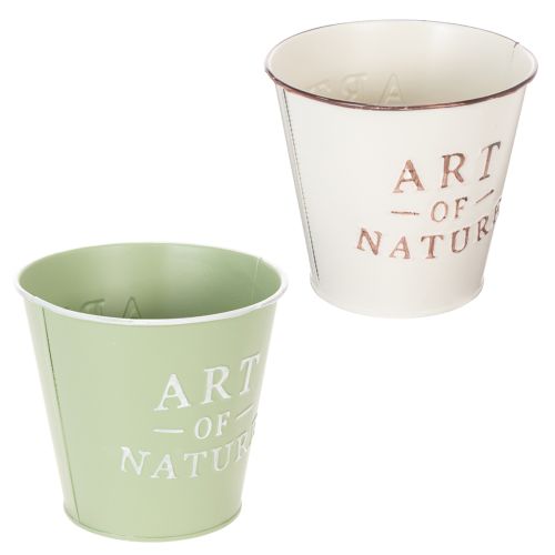Übertopf-Set Art of Nature aus Metall, 15 cm, 2 Stück, creme und grün | Floristik24.ch