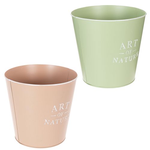 Runde Übertopfe aus Zink Art of Nature, 22 cm in Grün und Rosa, 2er-Set | Floristik24.ch