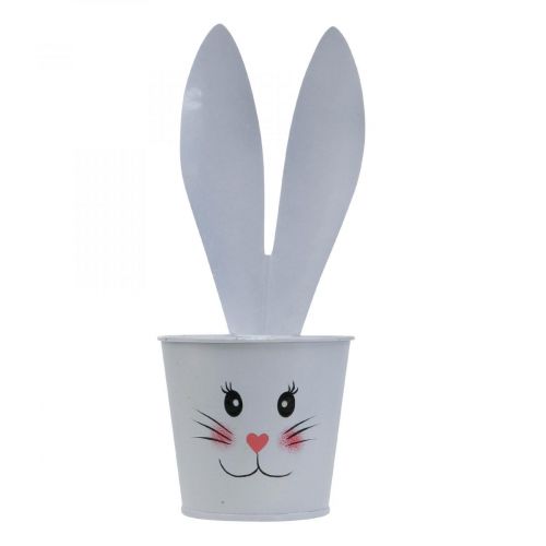 Blumentopf Hase Übertopf Metall Weiß Osterdeko Ø8cm H20,5cm 4St