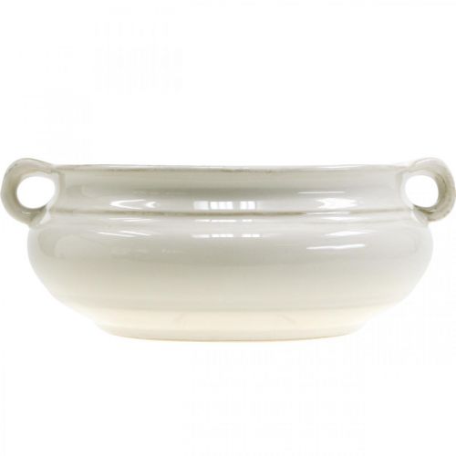 Floristik24 Blumentopf mit Henkel Übertopf Keramik Pflanztopf Weiß Ø22cm