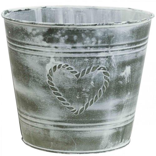 Blumentopf Shabby Chic Übertopf Metall Herz Ø22cm H17,5cm