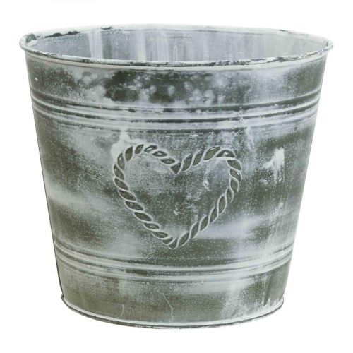 Blumentopf Shabby Chic Übertopf Metall Herz Ø17,5cm H15,5cm