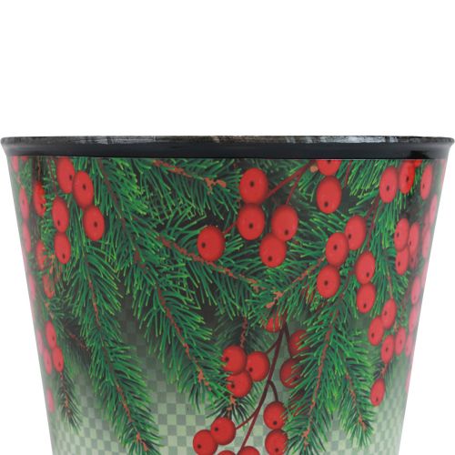 Floristik24 Blumentopf Weihnachten Übertopf Eimer Ilex Ø13cm H11,5cm