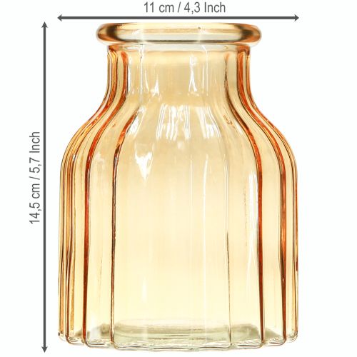 Artikel Blumenvase Glas Orange Retro Design Ø11cm H14,5cm 2St