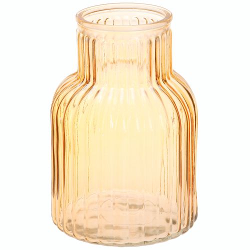 Artikel Blumenvase Glas in Orange Retro Rillen Ø13,5cm H20cm