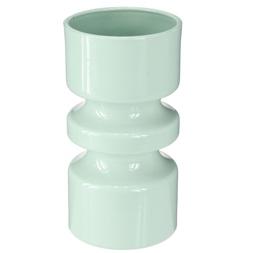 Floristik24 Blumenvase Metall in Mint Grün Emaille Ø9cm H17,5cm