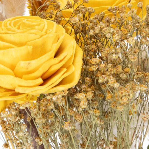 Artikel Trockenblumenstrauß mit Rosen aus Sola Holz Eleganter Blumenstrauß für natürliche Dekoration im Zuhause 50cm