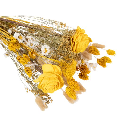 Trockenblumenstrauß mit Rosen aus Sola Holz Eleganter Blumenstrauß für natürliche Dekoration im Zuhause 50cm | Floristik24.ch