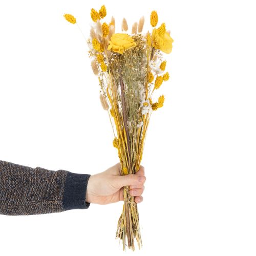 Trockenblumenstrauß mit Rosen aus Sola Holz Eleganter Blumenstrauß für natürliche Dekoration im Zuhause 50cm | Floristik24.ch