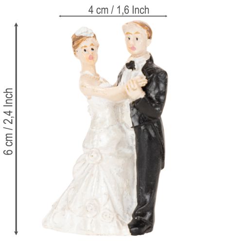 Brautpaar Miniaturfiguren aus Polyresin, 6 cm, 2 Stück, Weiss/Schwarz | Floristik24.ch