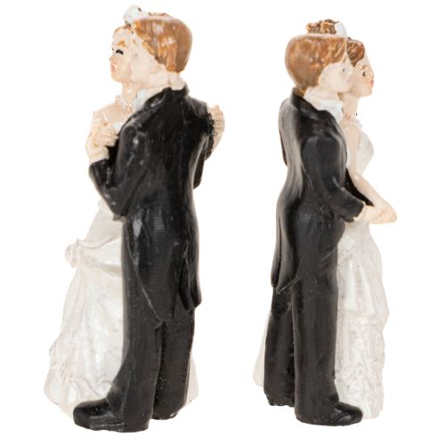 Brautpaar Miniaturfiguren aus Polyresin, 6 cm, 2 Stück, Weiss/Schwarz | Floristik24.ch