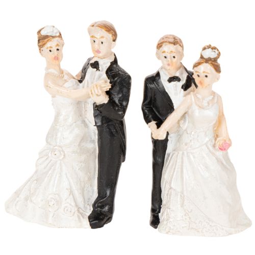 Brautpaar Miniaturfiguren aus Polyresin, 6 cm, 2 Stück, Weiss/Schwarz | Floristik24.ch