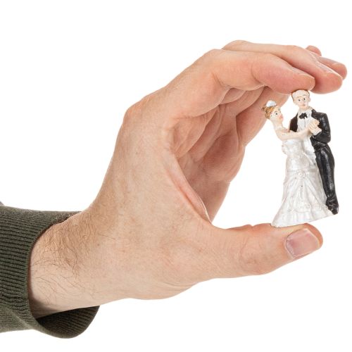 Brautpaar Miniaturfiguren aus Polyresin, 6 cm, 2 Stück, Weiss/Schwarz | Floristik24.ch