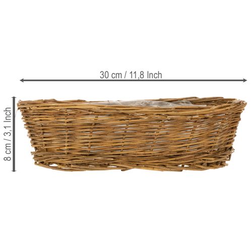 Brotkorb oval 30 cm Weide ungeschält mit Kunststoffeinsatz natur dunkel | Floristik24.ch