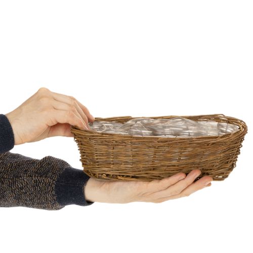 Brotkorb oval 30 cm Weide ungeschält mit Kunststoffeinsatz natur dunkel | Floristik24.ch