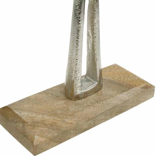 Floristik24 Dekobaum Buche Silbern, Baum-Silhouette aus Metall, Schmuckbaum auf Mangoholz