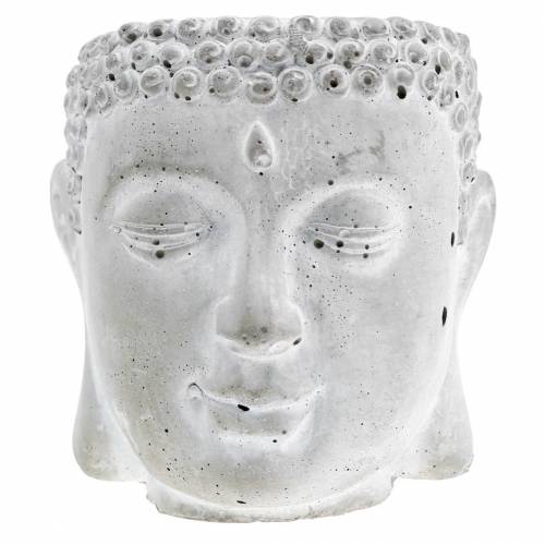 Floristik24 Buddhakopf zum Bepflanzen Beton Grau, Weiß gewaschen Ø8 H8cm