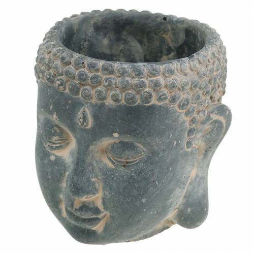 Buddhakopf zum Bepflanzen Antik-Look Beton Schwarz Ø8 H8cm