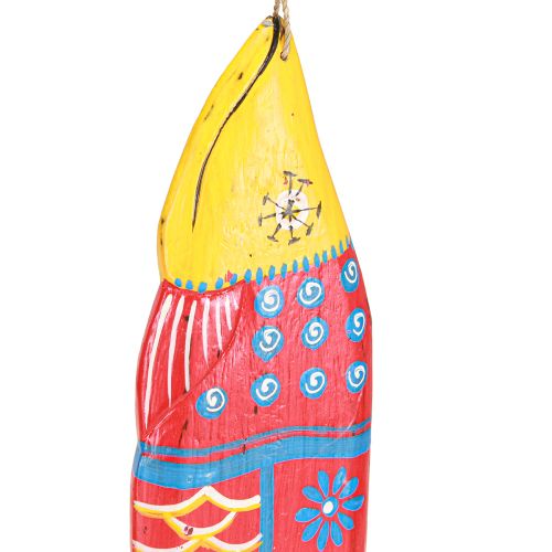 Artikel Bunte Holzfische Deko zum Hängen Rot Blau Sortiert 38cm 2St