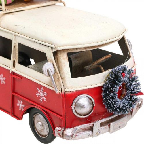 Floristik24 Weihnachtsdeko Auto Weihnachtsbus Vintage Bus Rot L17cm