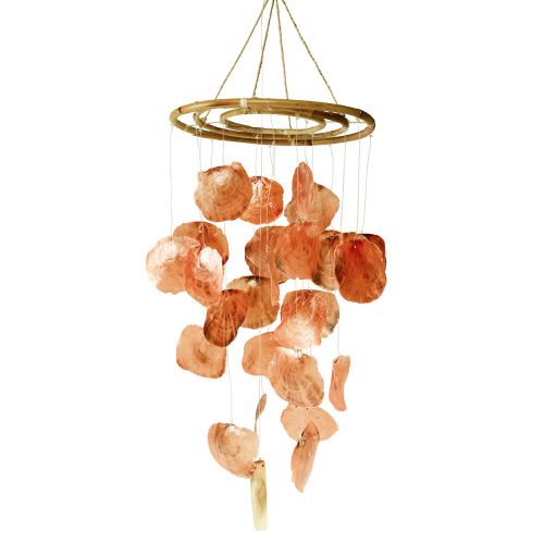 Floristik24 Capiz Windspiel Orange Klangspiel Holz Maritim 90cm