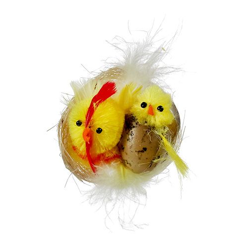 Floristik24 Chenille-Küken im Nest Gelb 5cm 4St