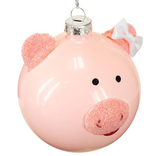 Floristik24 Christbaumkugel Schwein Rosa Weiß Glaskugel Ø8cm 2St