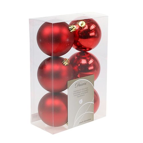 Floristik24 Christbaumkugeln Plastik Rot 8cm 6 St