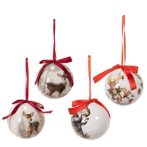 Weihnachtskugeln Hirschmotiv Kunststoff mit Aufhängeband 7cm 4er-Set online kaufen | Floristik24.ch