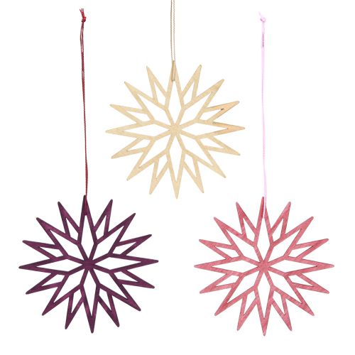 Floristik24 Christbaumschmuck Holz Deko Schneeflocke Berry 10cm 12 St