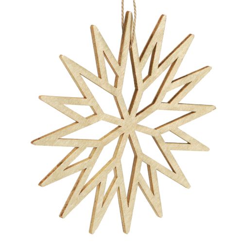Floristik24 Christbaumschmuck Holz Deko Schneeflocke Braun 10cm 12 St