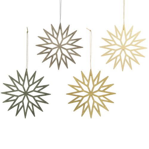 Christbaumschmuck Schneeflocken Deko Holz Grün 15cm 8 St