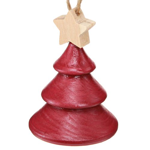 Floristik24 Christbaumschmuck Tannenbaum Holz Rot Weiß 7,5cm 6 St